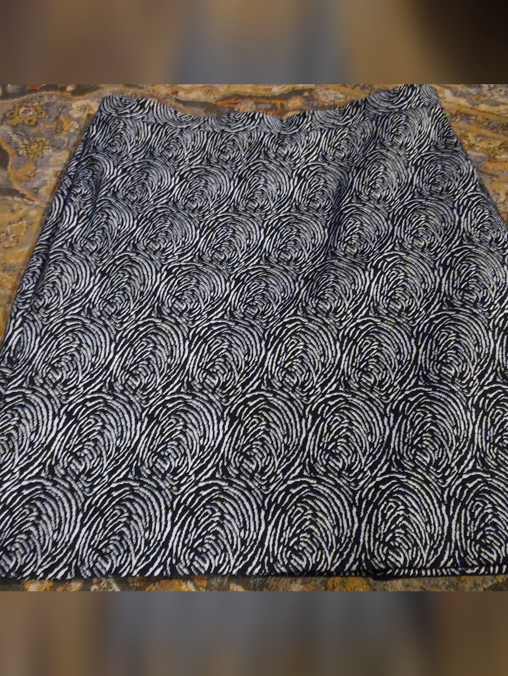 4/$67 Deal! Vintage Classic Women's Black & White Swirl-Print Midi Skirt